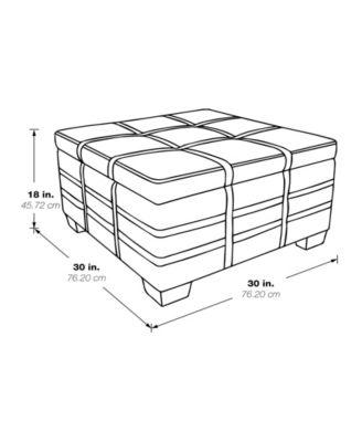 Detour Strap 29.75" Square Storage Ottoman in Wood and Linen Fabric Upholstery