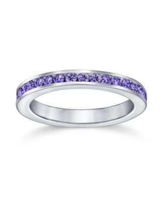 Cubic Zirconia Thin Stackable CZ Channel Set Eternity Band Ring .925 Sterling Silver 3MM