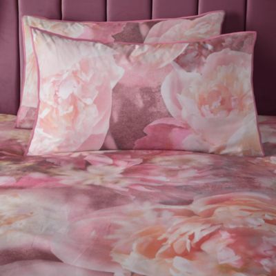 Rose Bloom Cotton Print Duvet Cover Set with Pillowcases, Queen