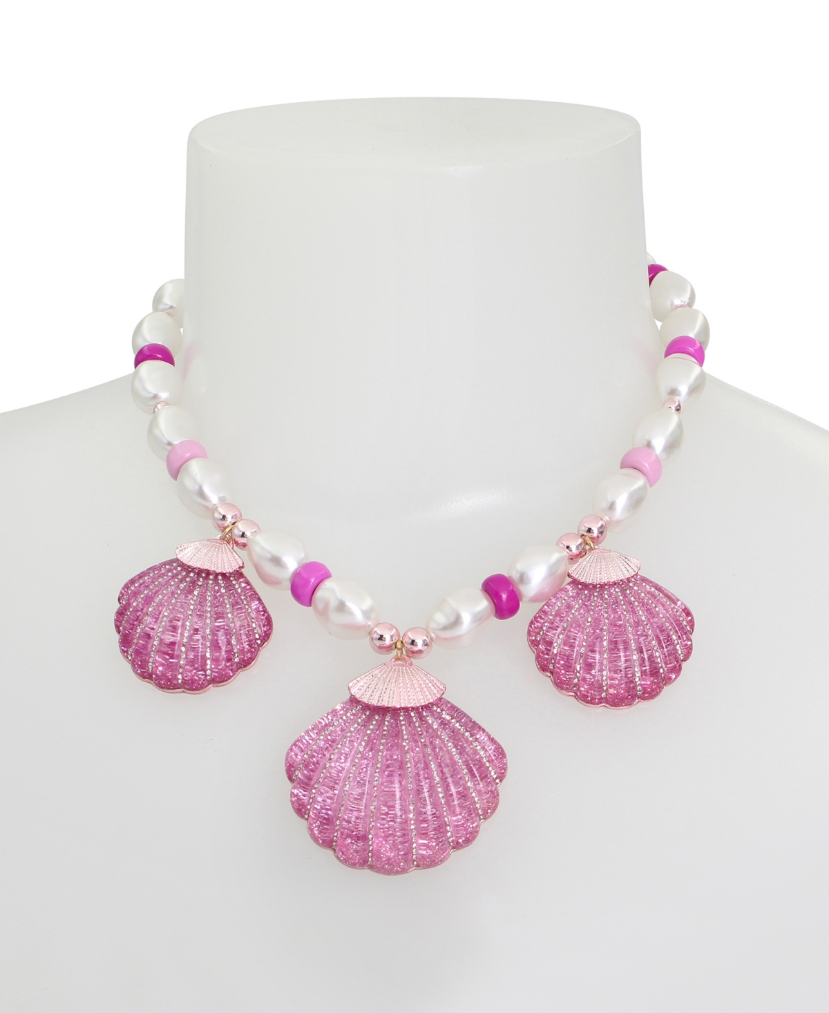 Shop Betsey Johnson Faux Stone Seashell Bib Necklace In Pink