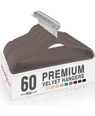 HOUSE DAY 17.5 Inch Silver Hook Velvet Hangers 60 Pack