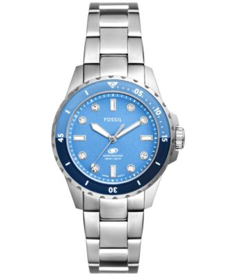 Fossil Women's Blue Dive Three-Hand Stainless Steel Watch 36mm