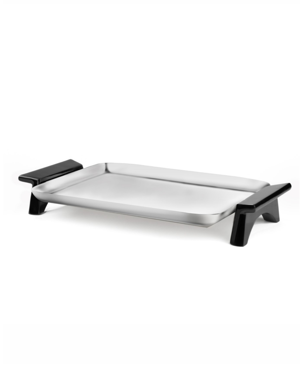 Nambe Circa Rectangular Tray With Footed Handles In Silver