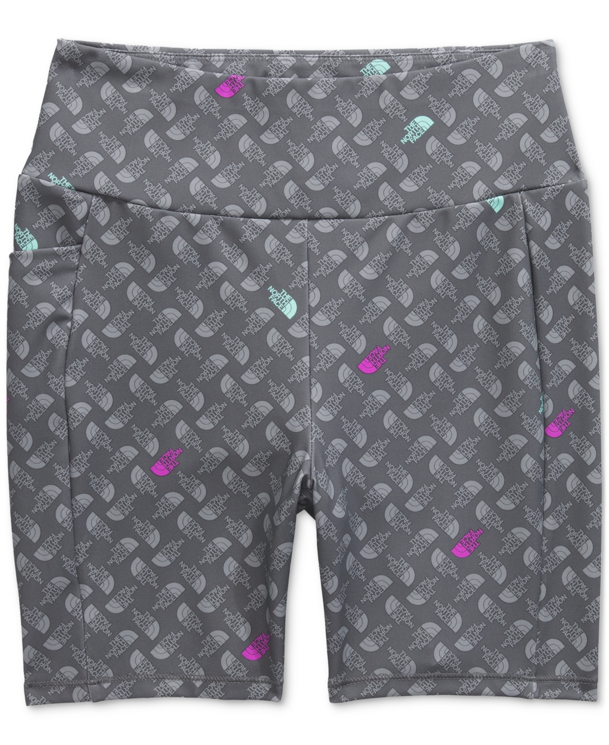 Shop The North Face Big Girls Never Stop Bike Shorts In Smoked Pearl Tnf Shadow Toss Print