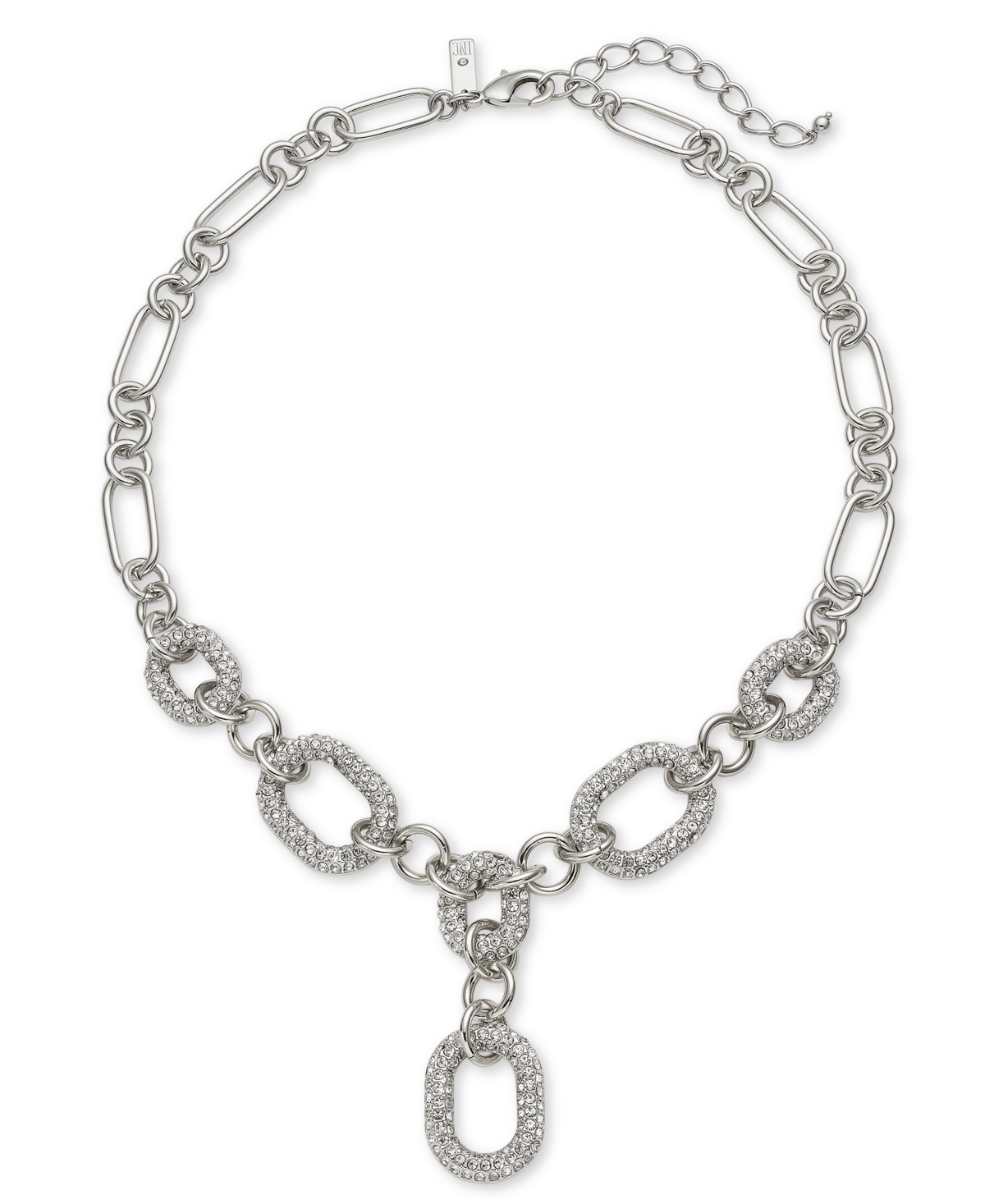 I.n.c. International Concept Pave Chain Link Lariat Necklace, 20" + 3" extender, Created for Macy's - Silver