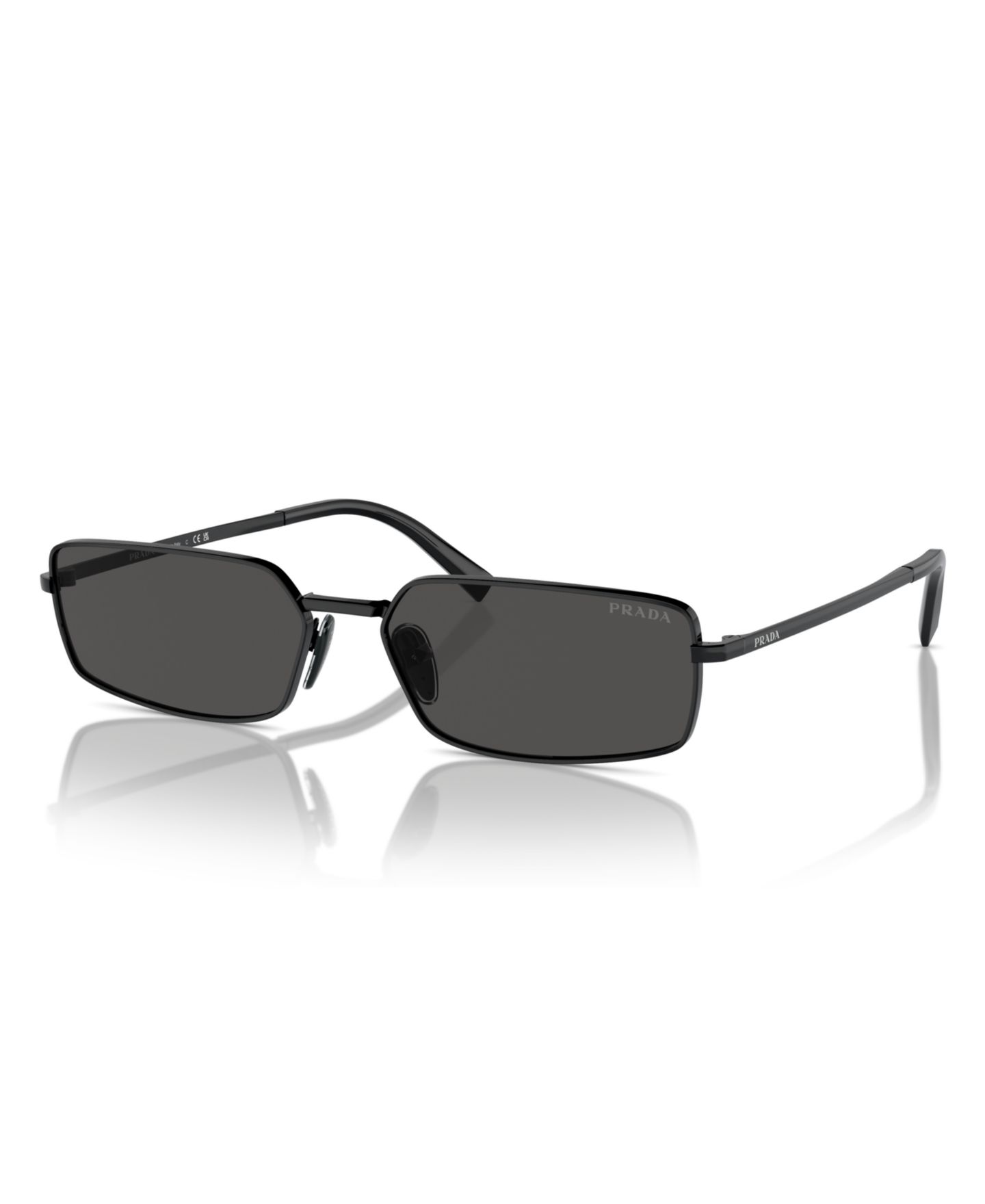 Женские солнцезащитные очки PRADA Signature Rectangular Sunglasses, PR A60S, цвет: Чёрный — фото 1