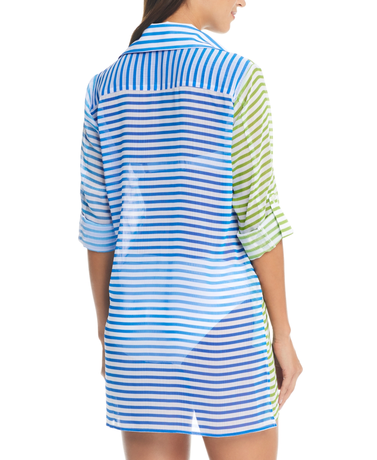 Shop Bleu By Rod Beattie Women's Button-front Chiffon Cover-up In Cool
