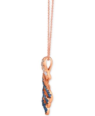 Denim Ombr&eacute; (3/4 ct. t.w.) & White Sapphire (1/8 ct. t.w.) Spiral 20" Pendant Necklace in 14k Rose Gold