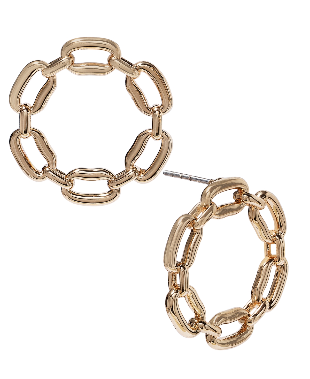 Shop On 34th Small Chain Link Front-facing Hoop Earrings, 0.88", Created For Macy's In Gold
