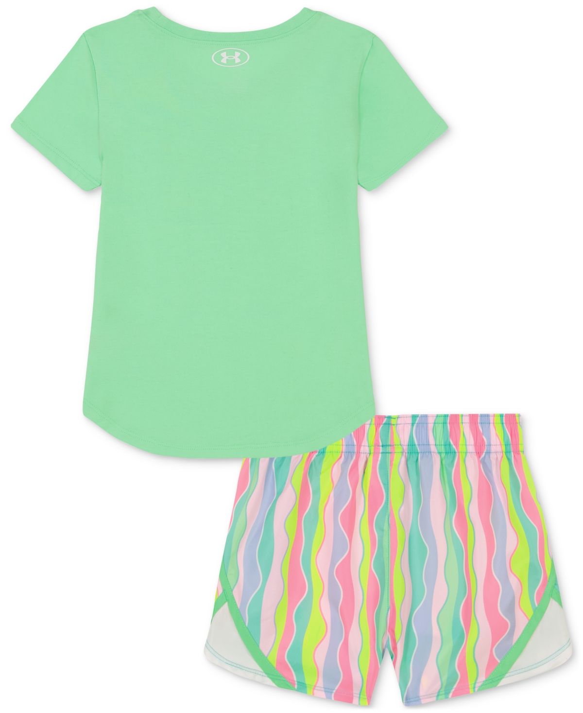 Shop Under Armour Toddler & Little Girls Logo T-shirt & Printed Shorts, 2 Piece Set In Matrix Green