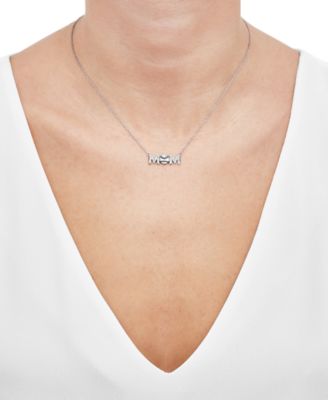 Diamond Baseball Mom Pendant Necklace (1/10 ct. t.w.) in Sterling Silver or 14k Gold-Plated Sterling Silver, 16" + 2" extender