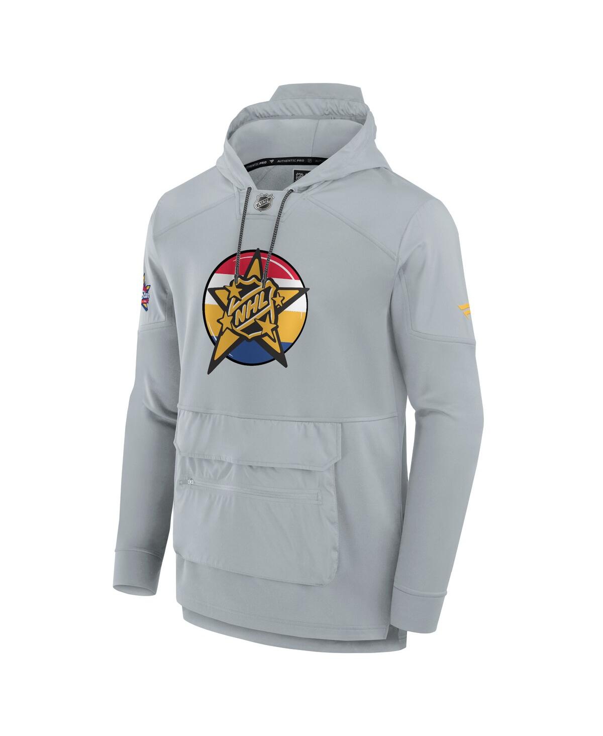 Fanatics Branded  Gray 2024 Nhl All-star Game Authentic Pro Tech Fleece Pullover Hoodie In Gray