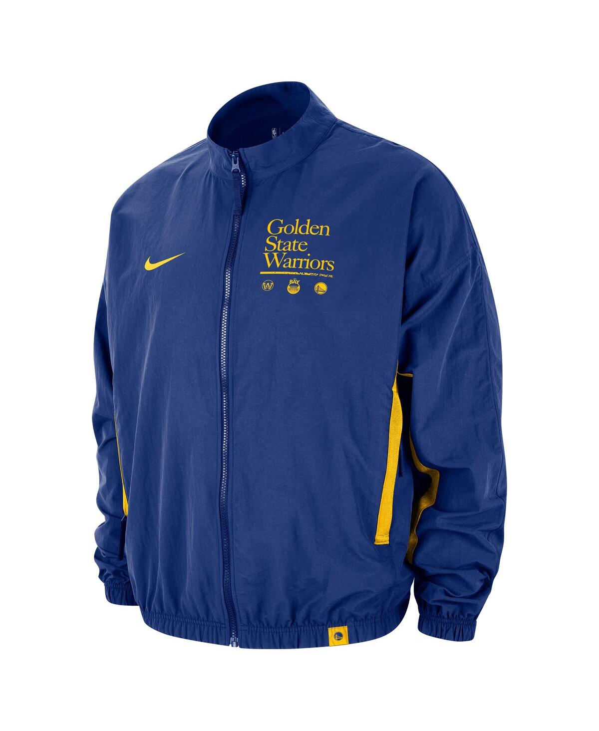 Men's NikeDistressed Golden State Warriors Courtside Vintage-Like Warmup Full-Zip Jacket - Royal