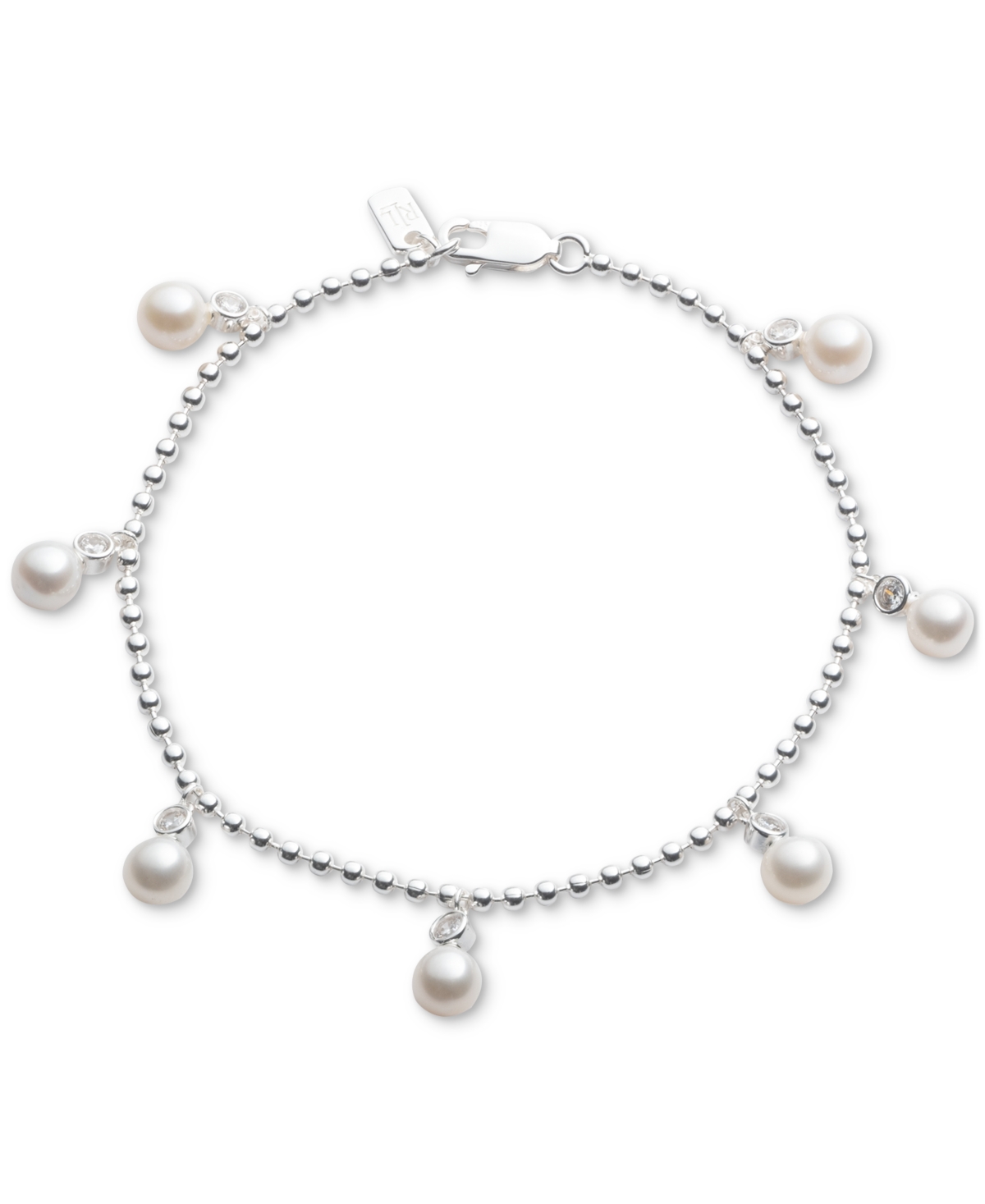 Shop Ralph Lauren Lauren  Sterling Silver Shaky Freshwater Pearl (6mm) Flex Bracelet In White