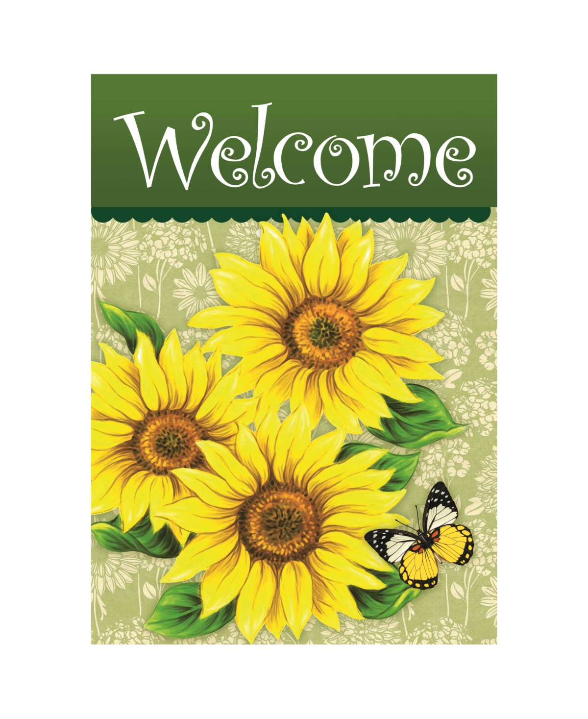 Northlight Welcome Sunflowers and Butterfly Spring Outdoor Garden Flag 18" x 12.5"