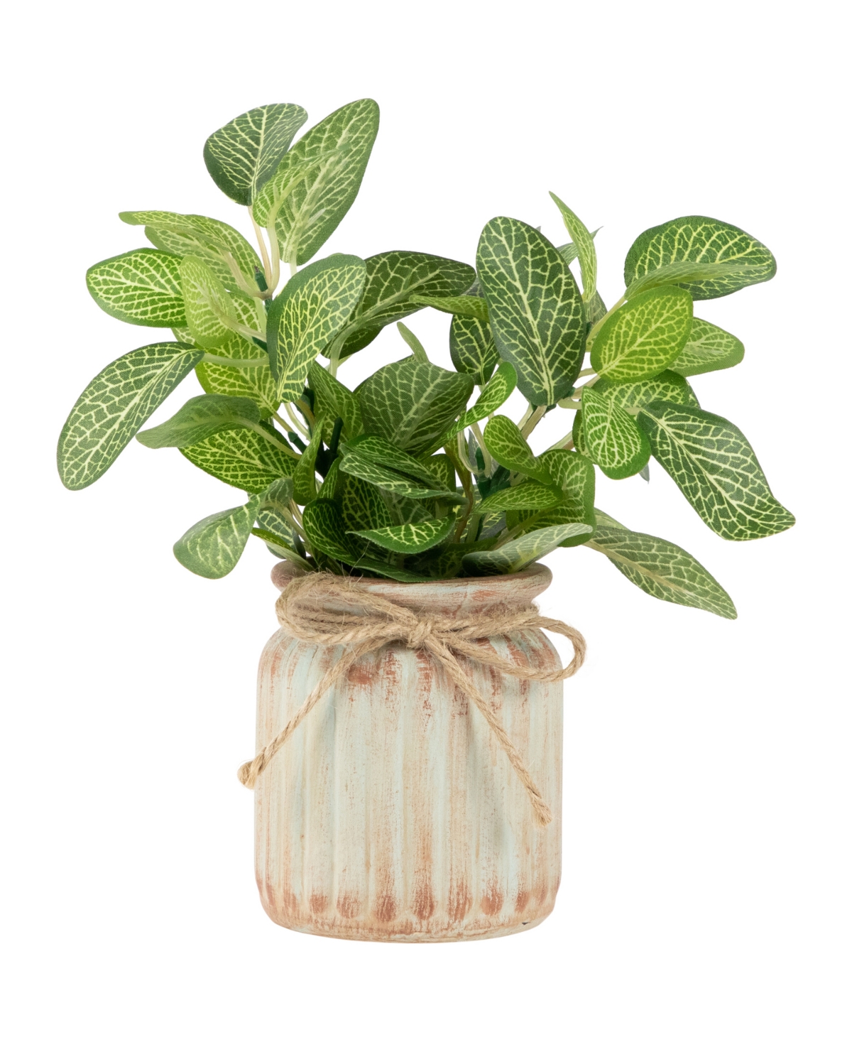 Northlight 8" Reticulated Artificial Spring Foliage In Ceramic Pot In Green
