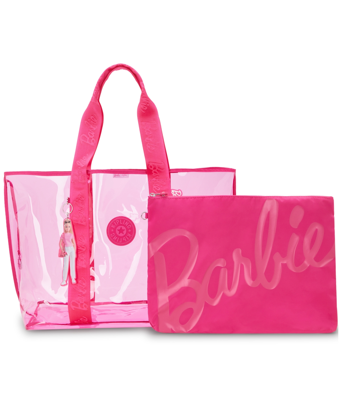 Jacey Extra Large Barbie Clear Tote - Power Pink Transparent