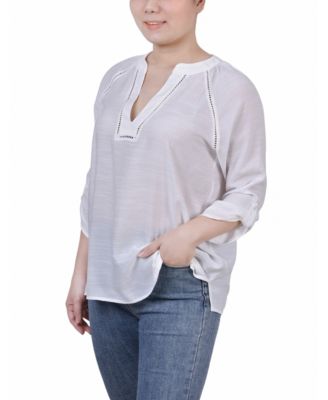 Women's Raglan Sleeve Split Neck Blouse Top