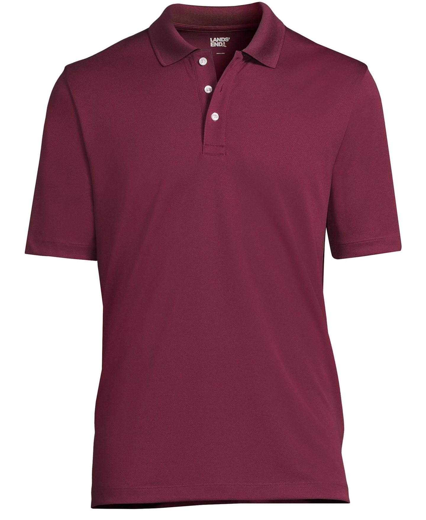 Мужское поло Lands' End Short Sleeve Solid Active Polo Shirt, цвет: Бордовый — фото 2