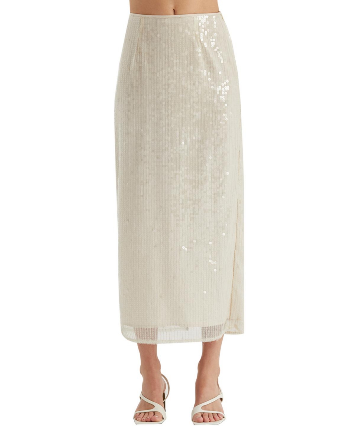 Women's Mavis Sequins Midi Skirt - Open white + cream