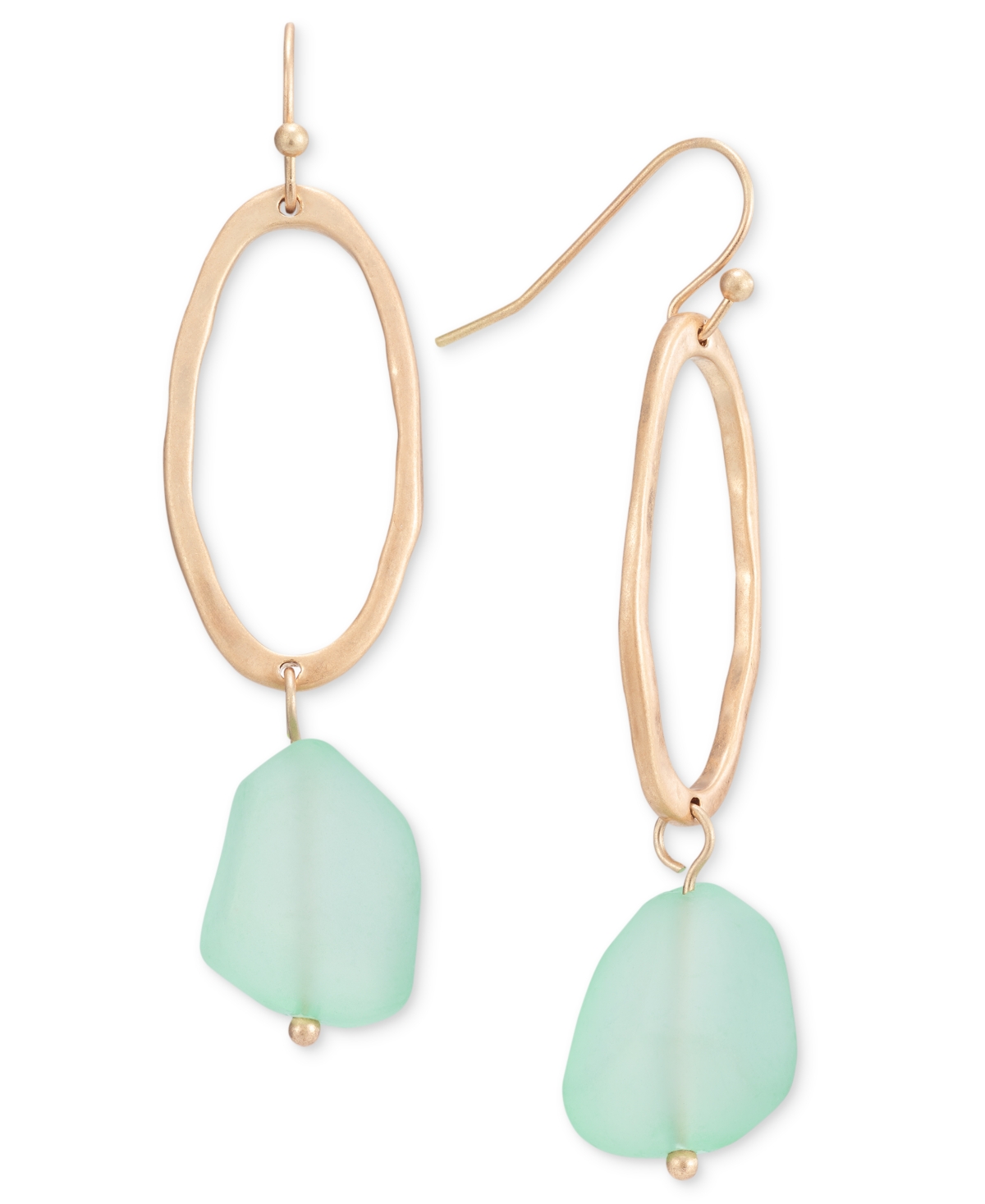 Shop Style & Co Open Oval & Color Stone Drop Earrings, Created For Macy's In Green