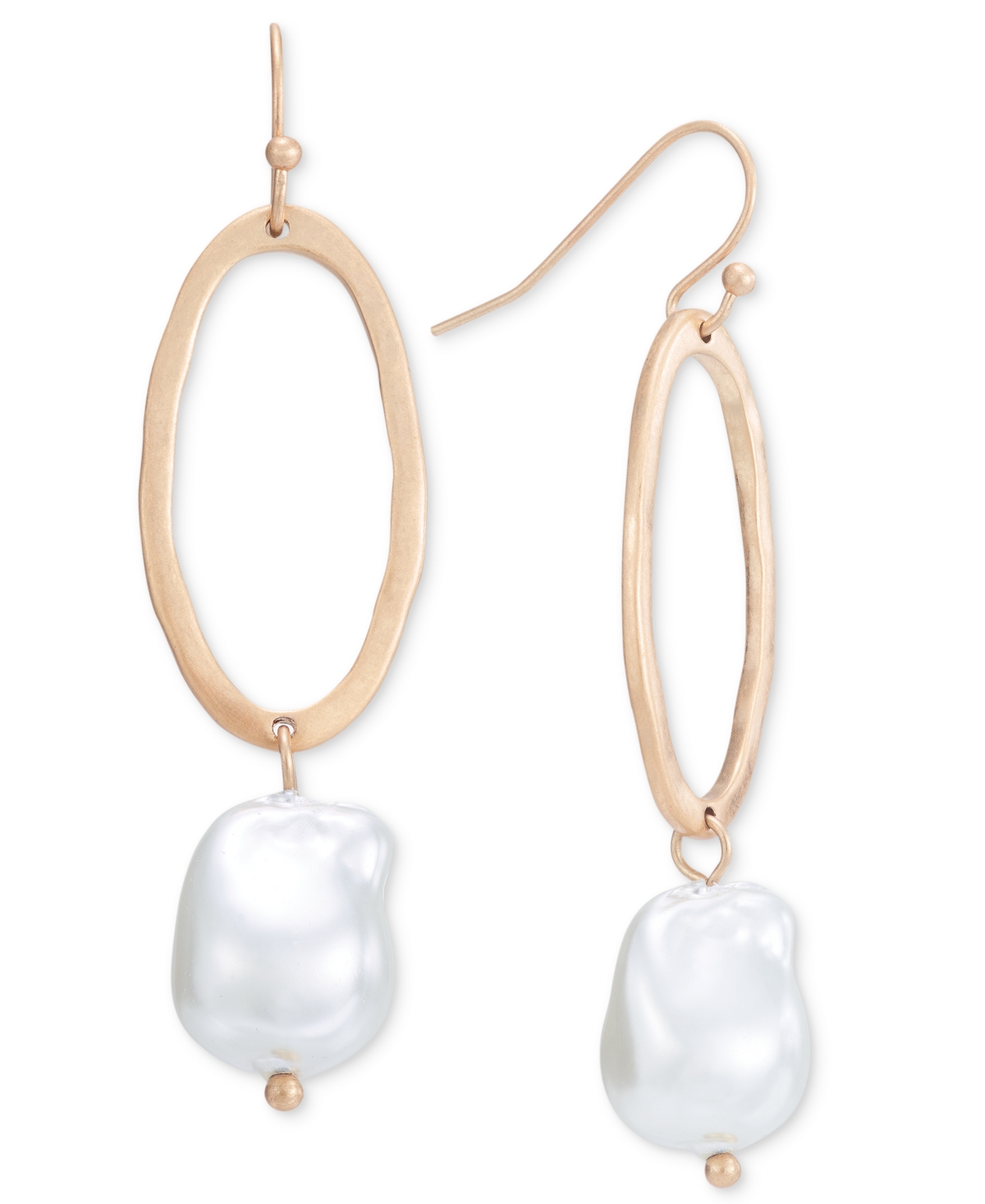 Shop Style & Co Open Oval & Color Stone Drop Earrings, Created For Macy's In White