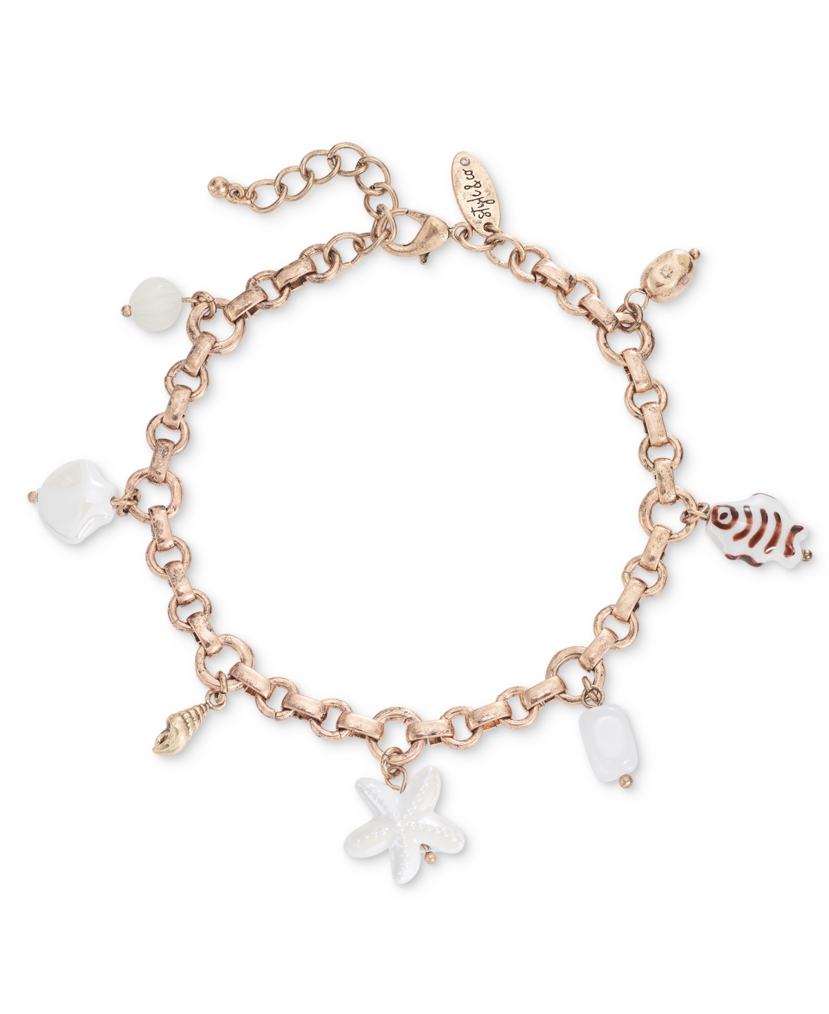 Mixed Bead & Stone Sea Charm Anklet, Created for Macy's - Blue