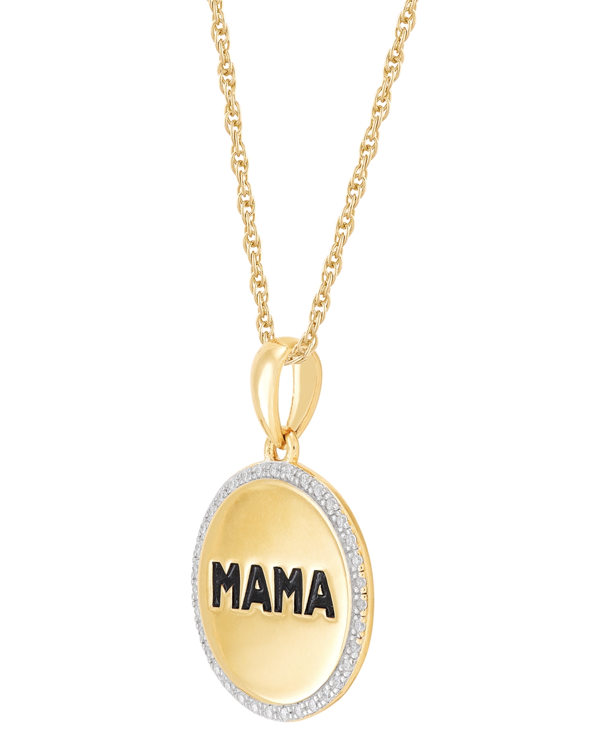 Shop Macy's Diamond Mama Coin Pendant Necklace (1/10 Ct. T.w.) In 14k Gold-plated Sterling Silver, 16" + 2" Exte