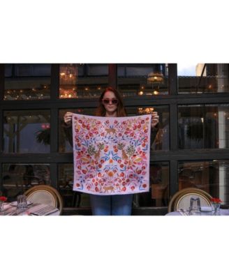 Double Sided Silk Scarf Of Pink Blossom Jungle