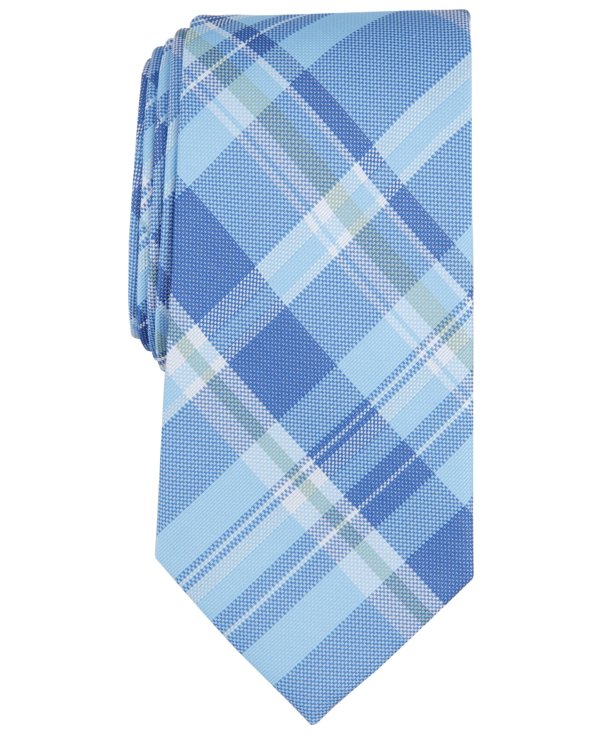Club Room Men's Warren Plaid Tie, Created For Macy's In Light Blue