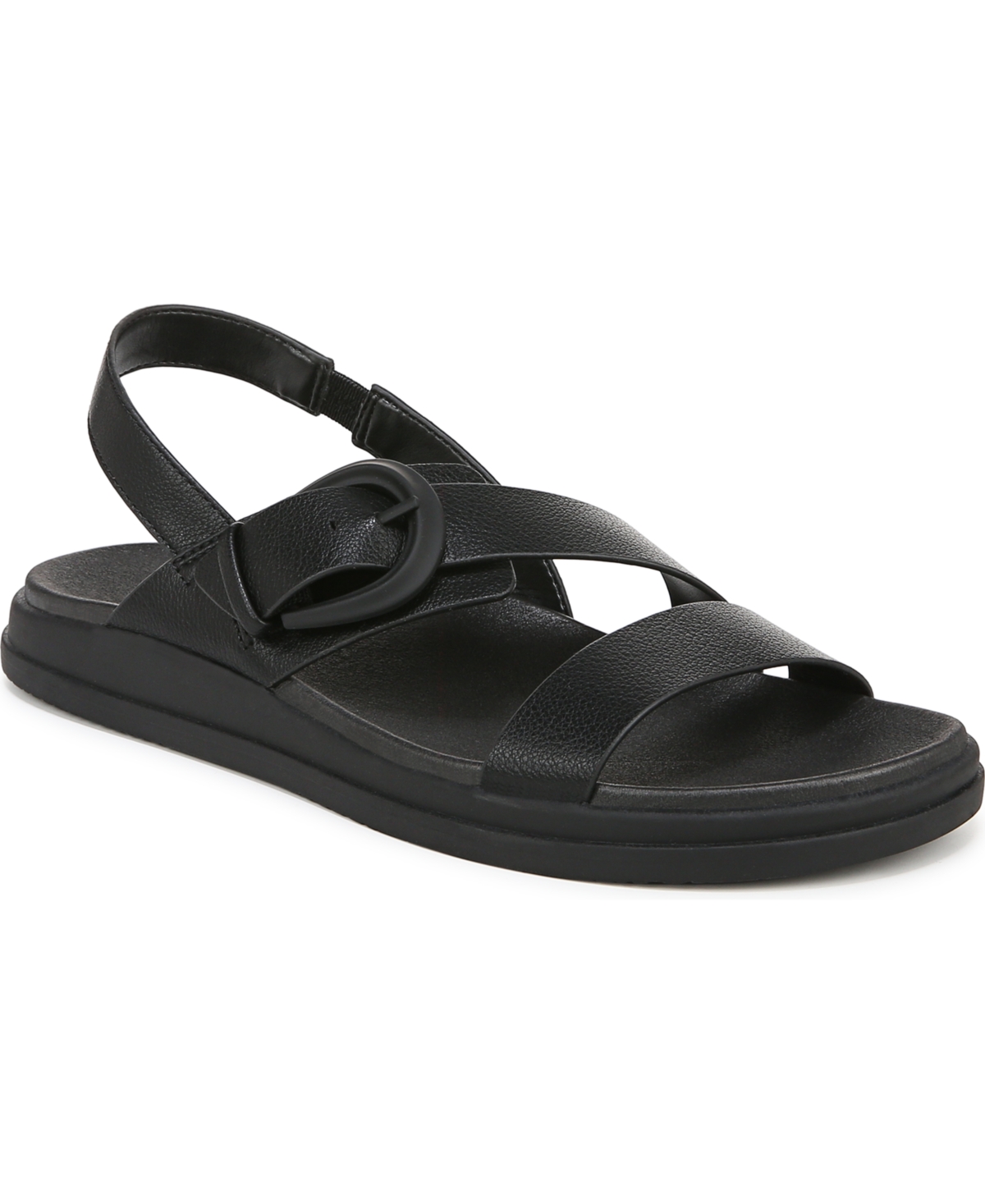 Shop Naturalizer Hope Slingback Flat Sandals In Black Faux Leather