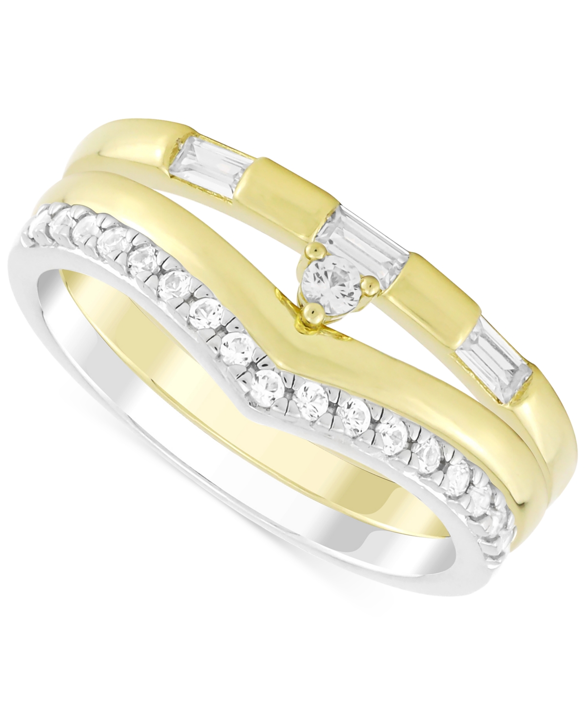 3-Pc. Set Lab-Grown White Sapphire Stack Rings (3/8 ct. t.w.) in Sterling Silver & 14k Gold-Plate - White Sapphire
