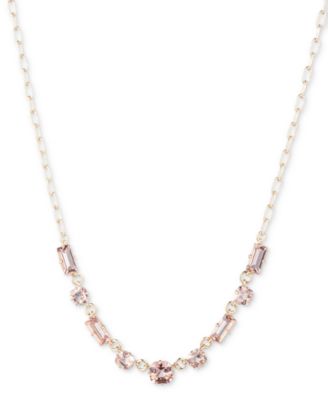 Lauren Ralph Lauren - Gold-Tone Baguette Pink Stone Statement Necklace, 16" + 3" extender
