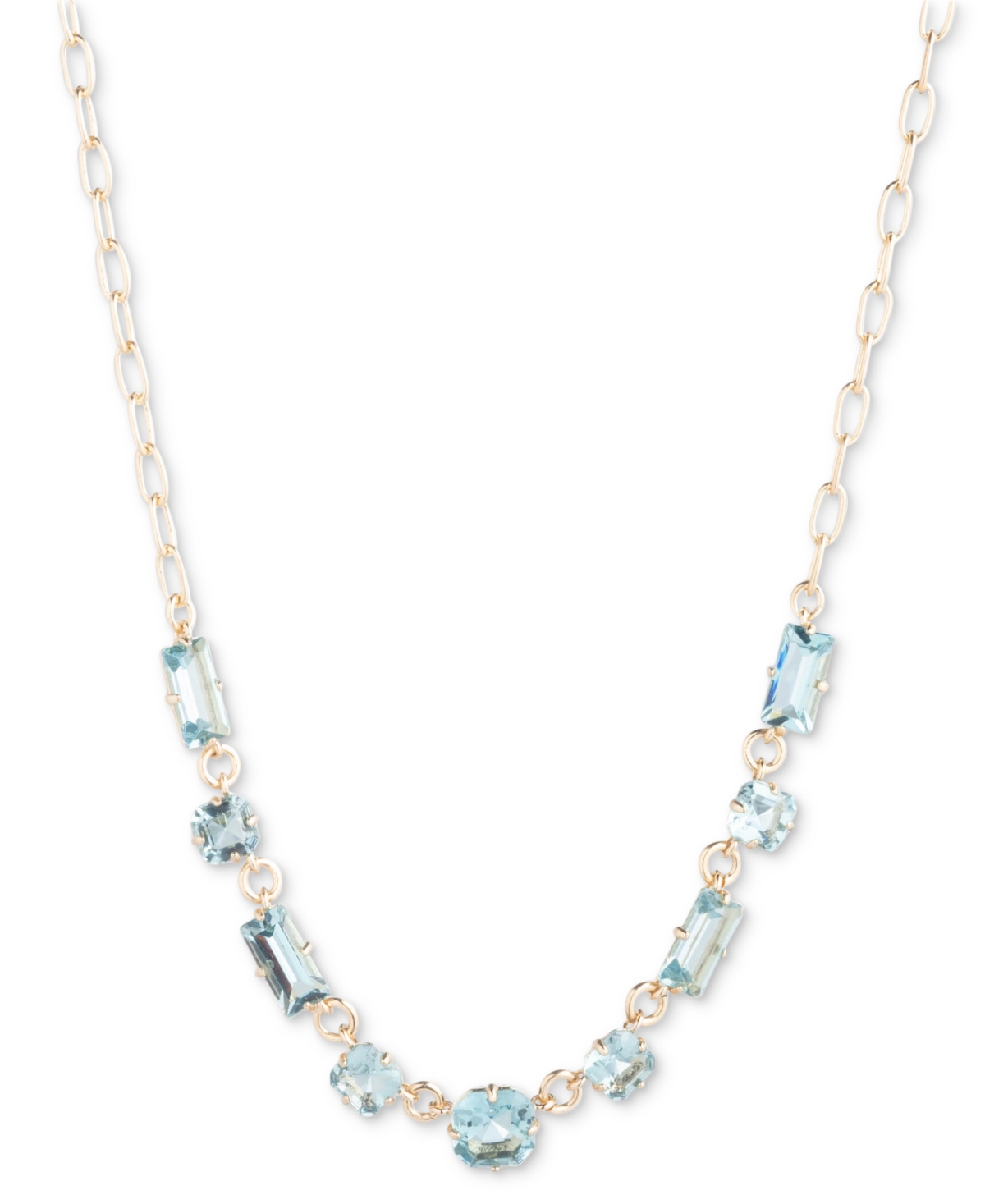 Shop Lauren Ralph Lauren Gold-tone Baguette Stone Statement Necklace, 16" + 3" Extender In Aqua Blue