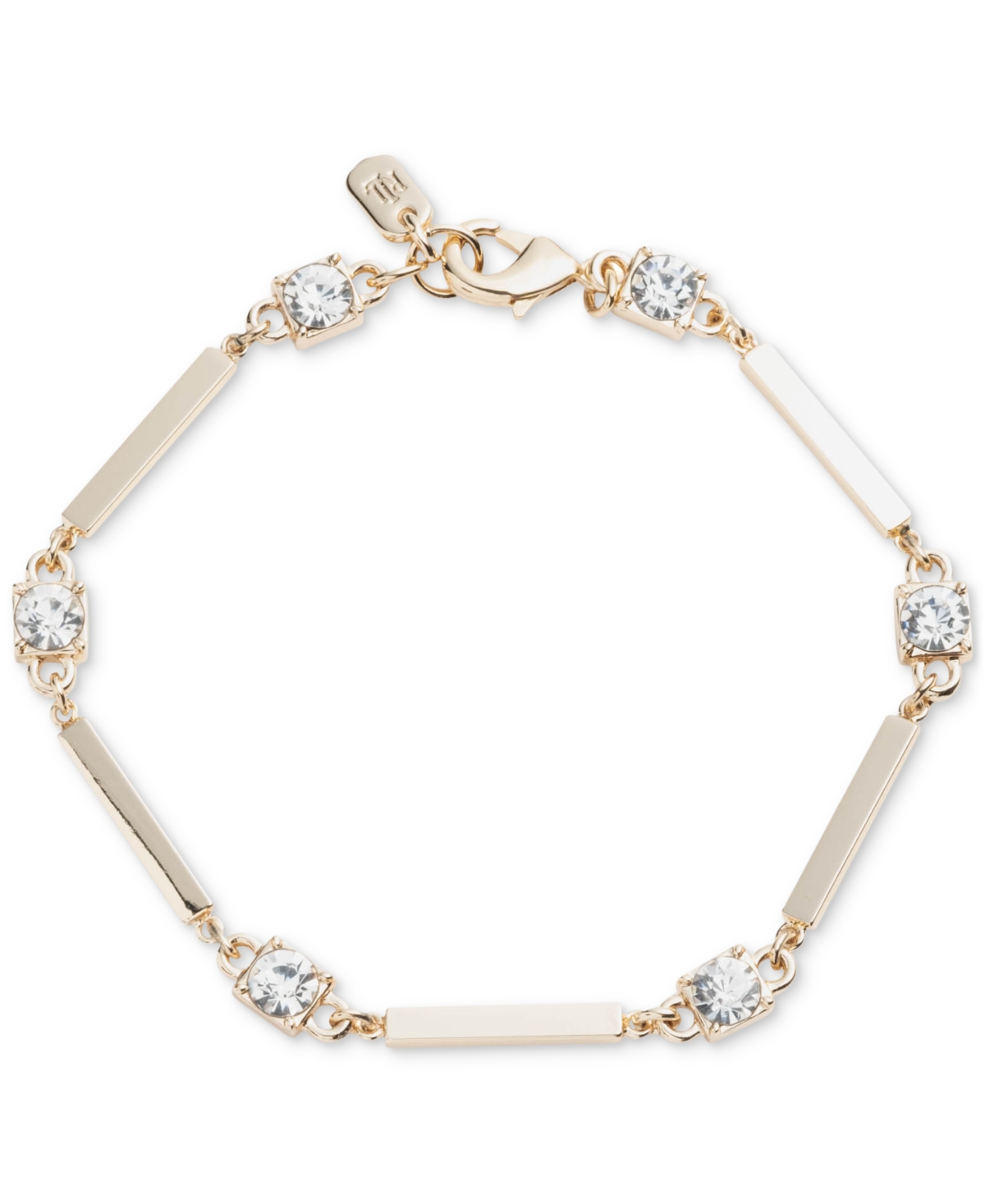 Gold-Tone Bar & Crystal Flex Bracelet - Crystal Wh