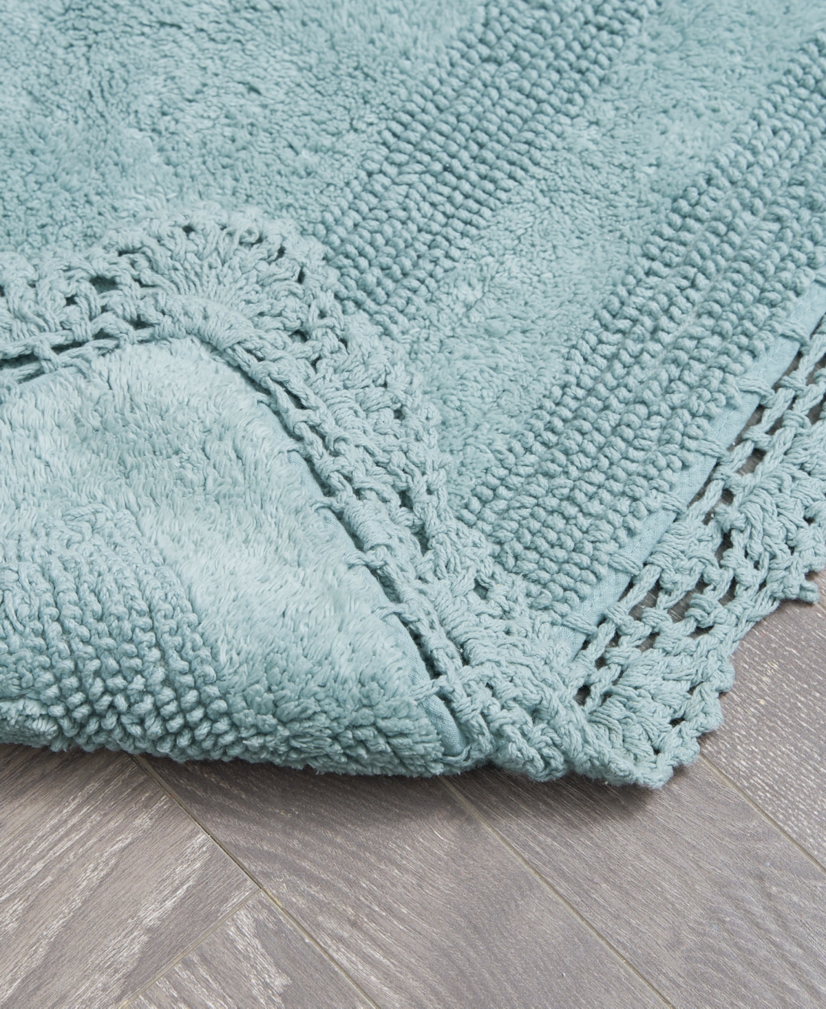 Laura Ashley Crochet Reversible Cotton 2-Pc. Bath Rug Set