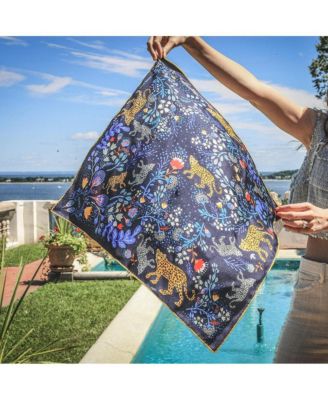 Silk Bandana Scarf of Amazon Rainforest Journey in Blue