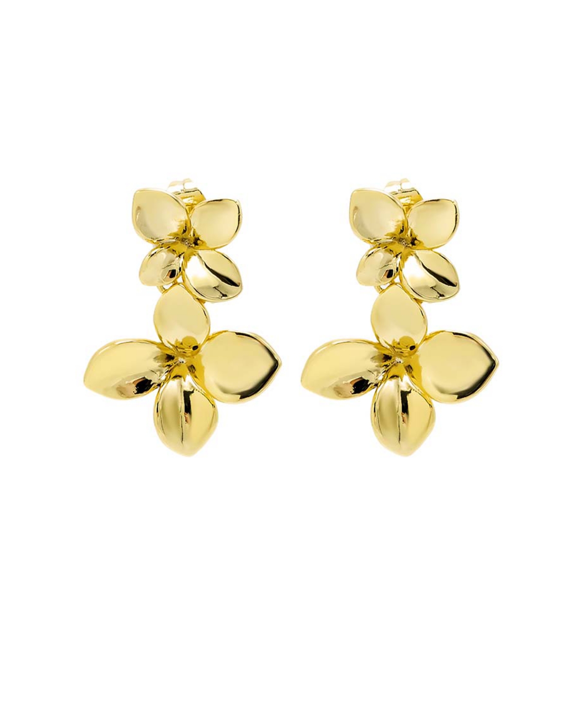by Adina Eden Solid Graduated Double Flower Drop Stud Earring