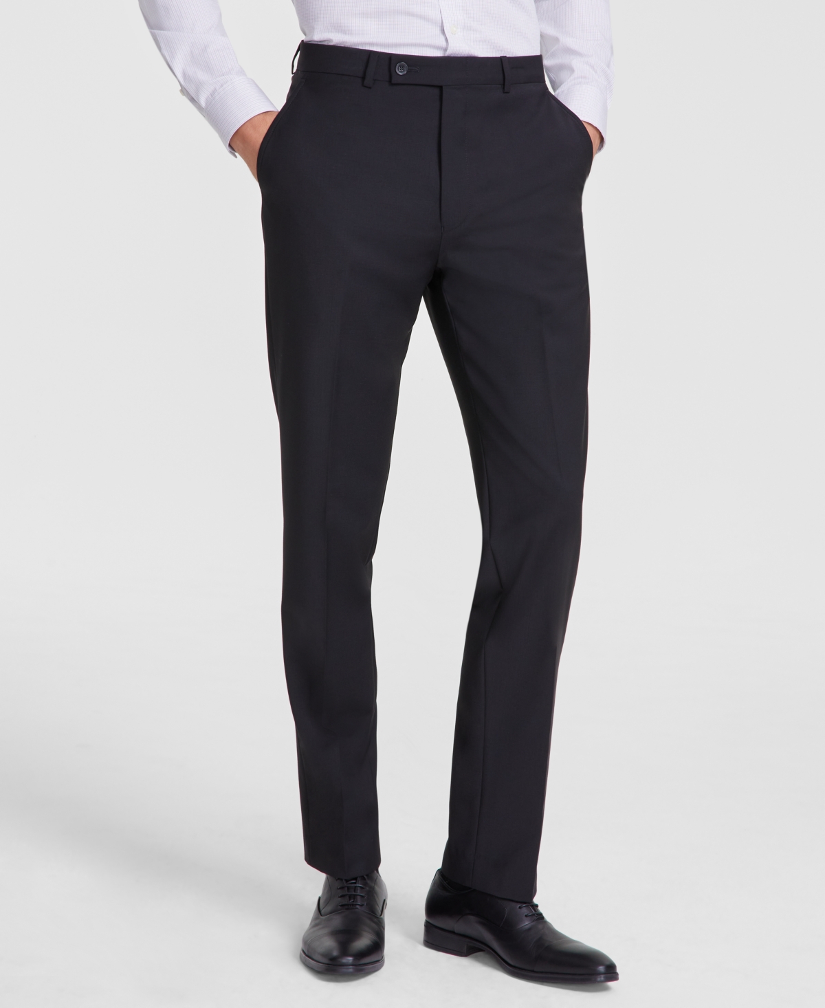 Calvin Klein Men's Slim-fit Wool-blend Stretch Suit Pants In Charcoal