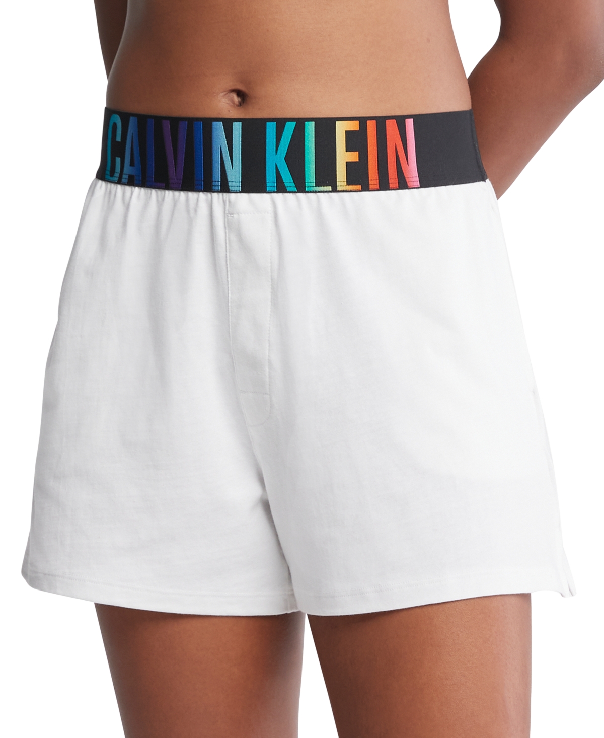 Shop Calvin Klein Intense Power Pride Lounge Short Qs7194 In White
