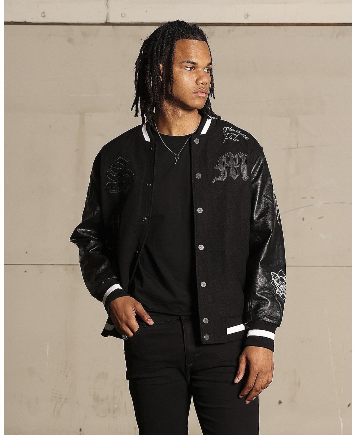 Graveyard Varsity Jacket - Black/white