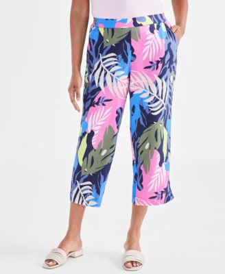 Charter Club - Women's Mallorca Palm Linen Cropped Pants