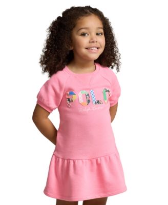 폴로 랄프로렌 Polo Ralph Lauren Toddler and Little Girls Mixed-Logo Terry Dress,Florida Pink
