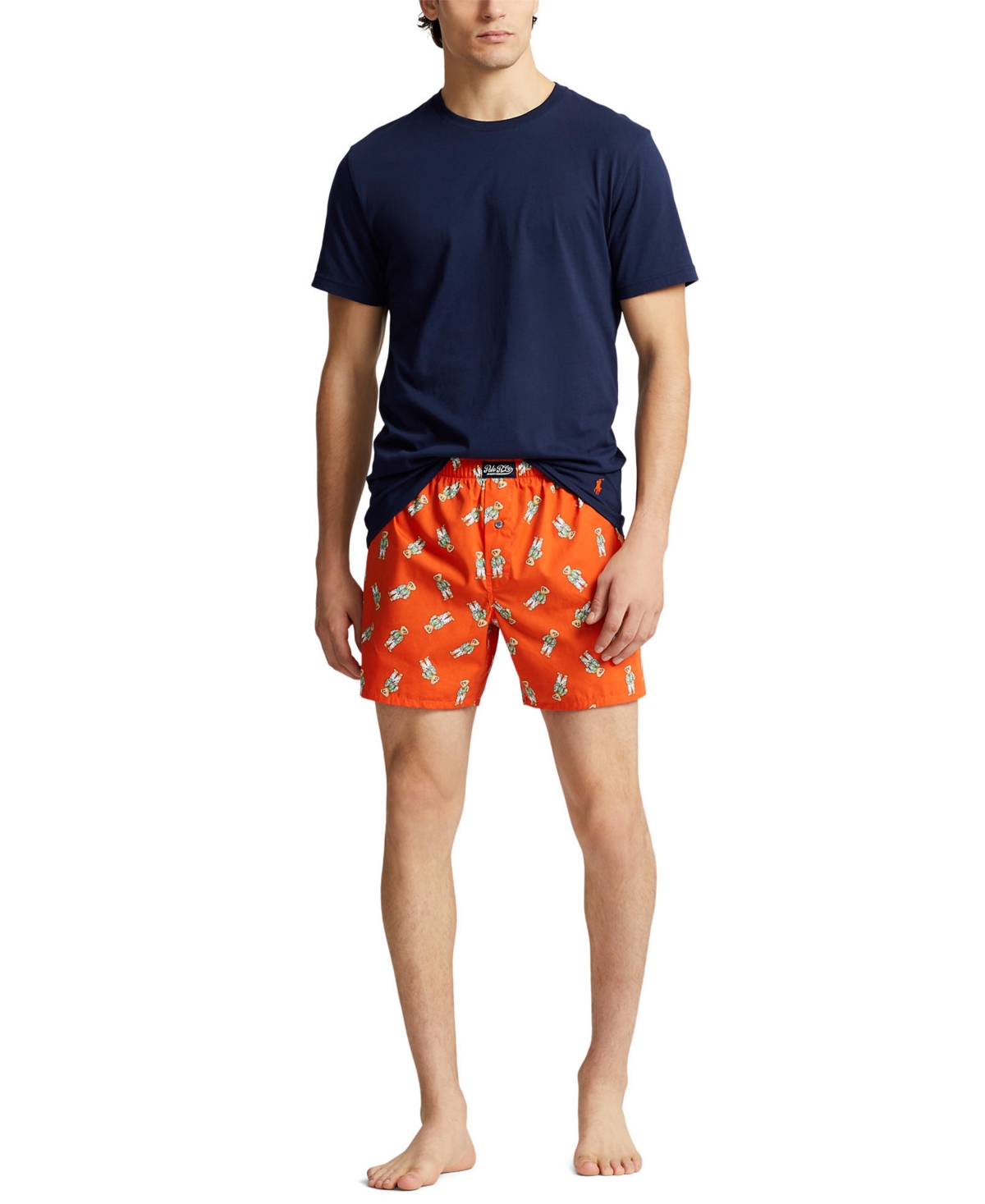Shop Polo Ralph Lauren Men's 2-pc. Crewneck T-shirt & Boxer Set In Cruise Navy Crew,dusk Orange Pp  Dusk O