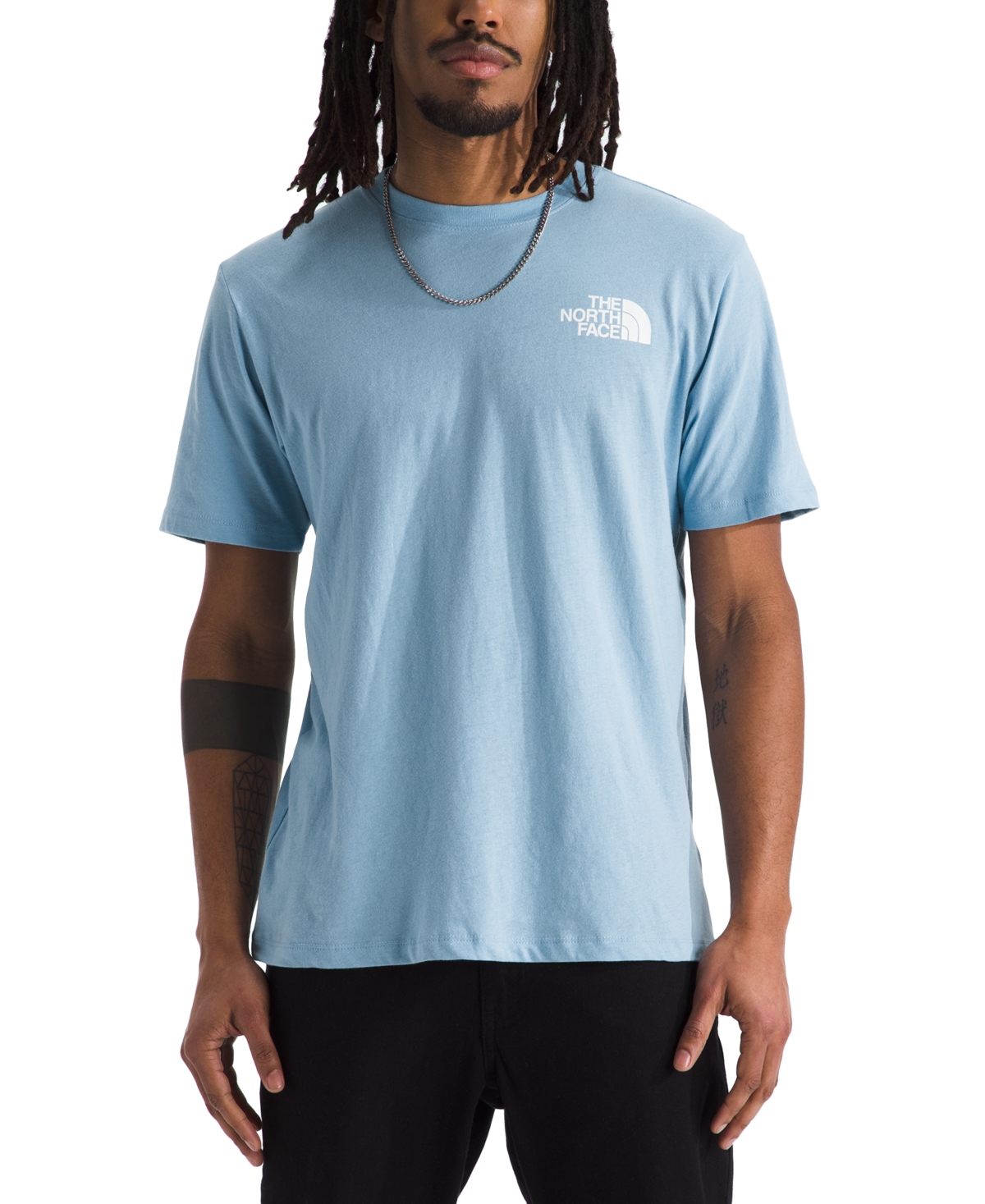The North Face Men's Box Tropical Logo Graphic T-shirt In Steel Blue