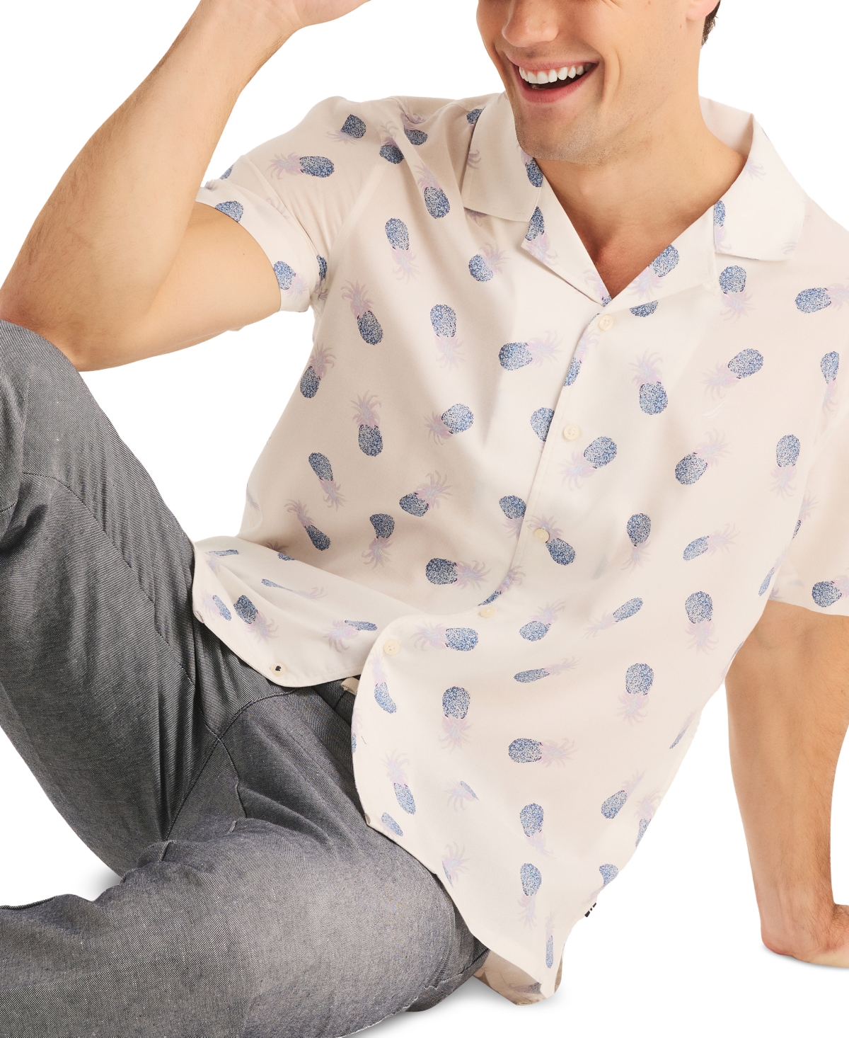 Men's Miami Vice x Nautica Printed Short Sleeve Button-Front Camp Shirt