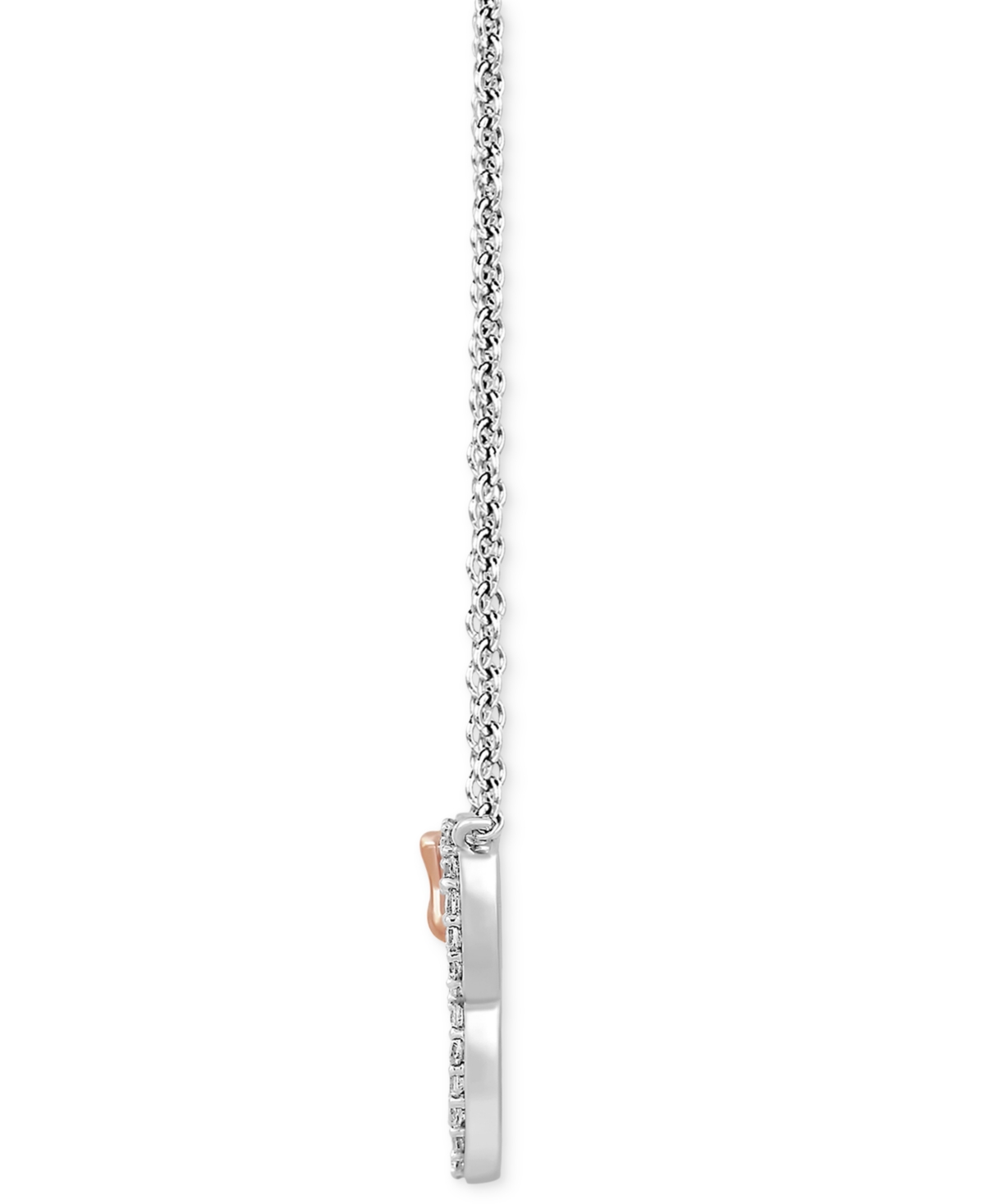 Wonder Fine Jewelry Disney  Diamond Minnie Mouse Silhouette Pendant Necklace (1/5 Ct. T.w.) In Sterli In Pink Gold