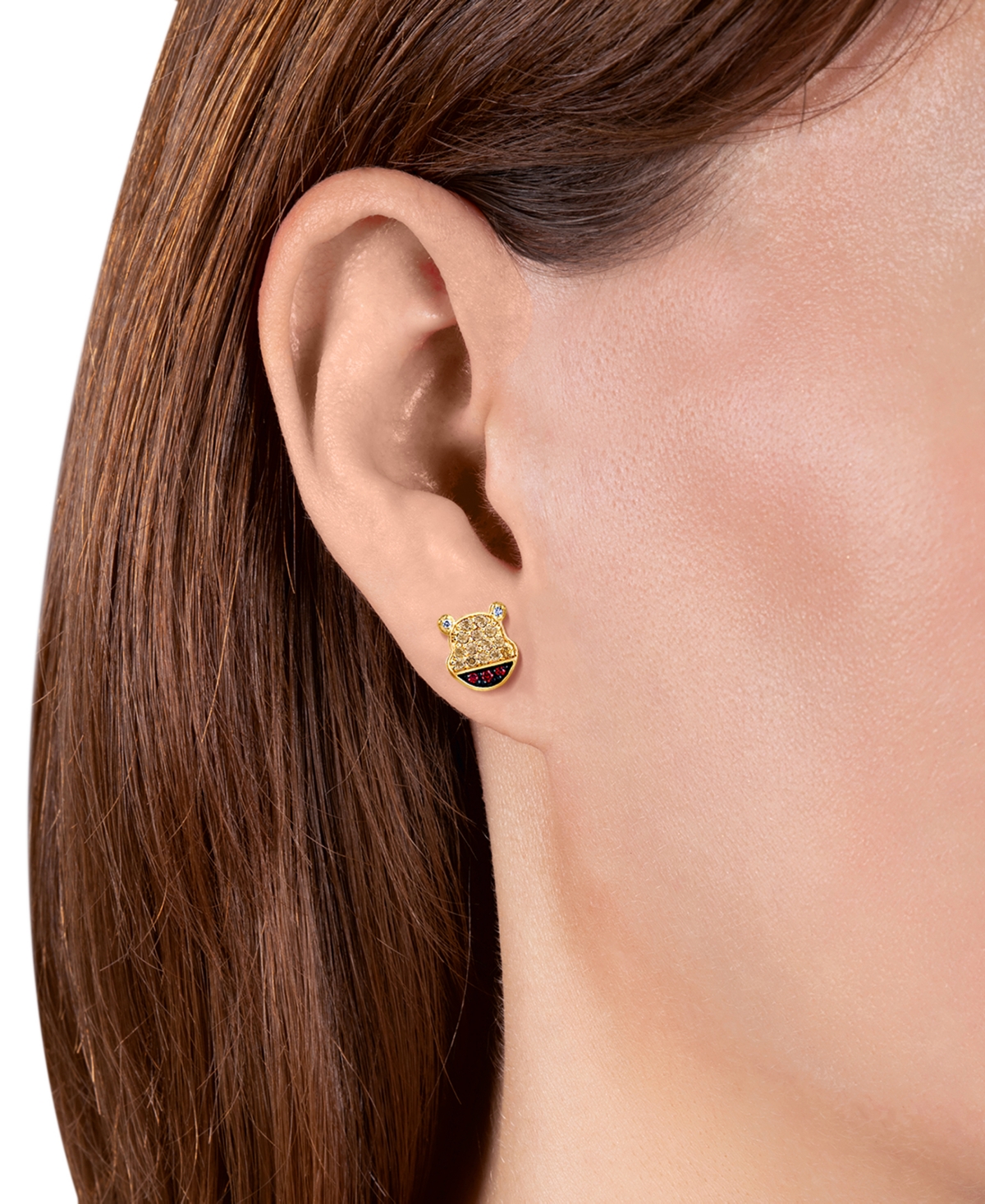 Disney Wonder Fine Jewelry Citrine (1/2 ct. t.w.), Garnet (1.5 ct. t.w.) & Diamond (1/20 ct. t.w.) Winnie the Pooh Stud Earrings in Gold-Plated Sterli