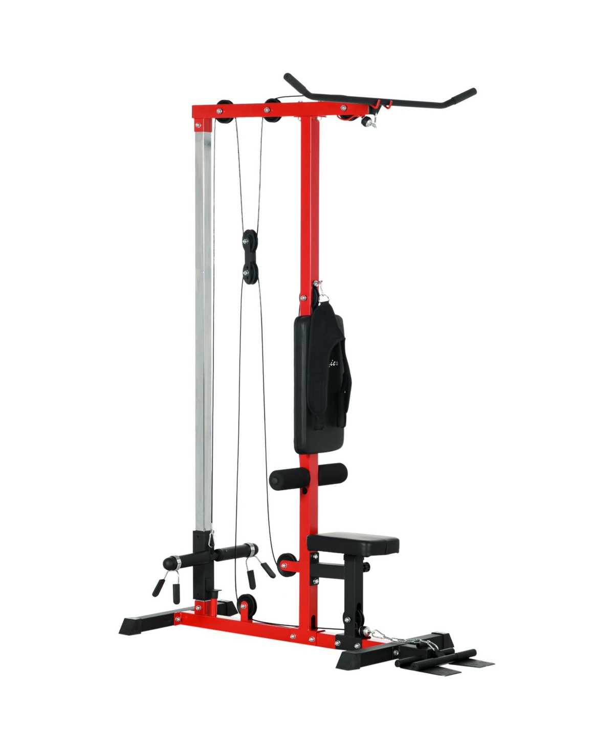 Cable Machine Lat Pull Down Machines with Flip-Up Footplate - Black and red