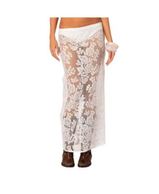 Edikted Women's Bess Sheer Lace Maxi Skirt - Macy's